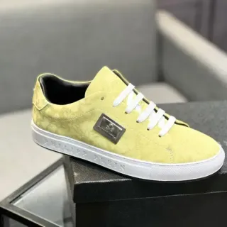 Philipp Plein Yellow White Textured Upper Laces Lifestyle Sneakers
