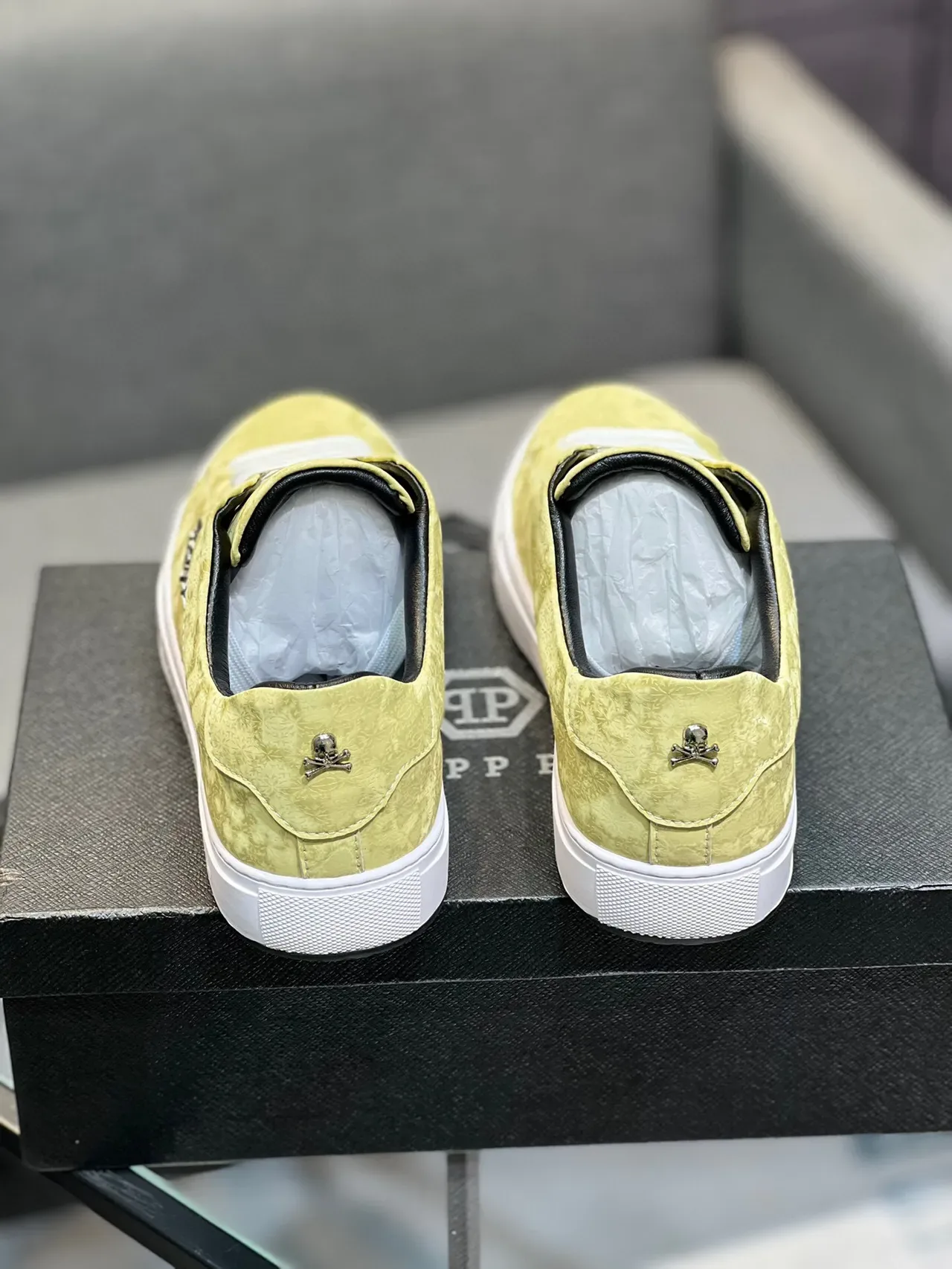 Philipp Plein سنیکرز لايف ستايل أصفر أبيض تكستشر علوي ليس 8