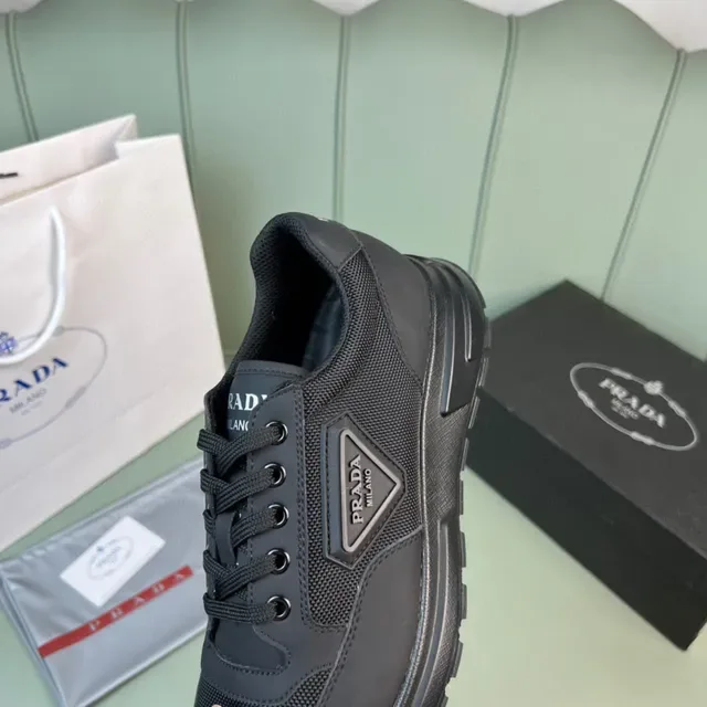 Prada Black Mesh-and-Synthetic Upper Lifestyle Sneakers 3