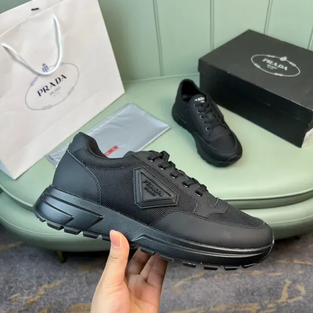 Prada Black Mesh-and-Synthetic Upper Lifestyle Sneakers 4