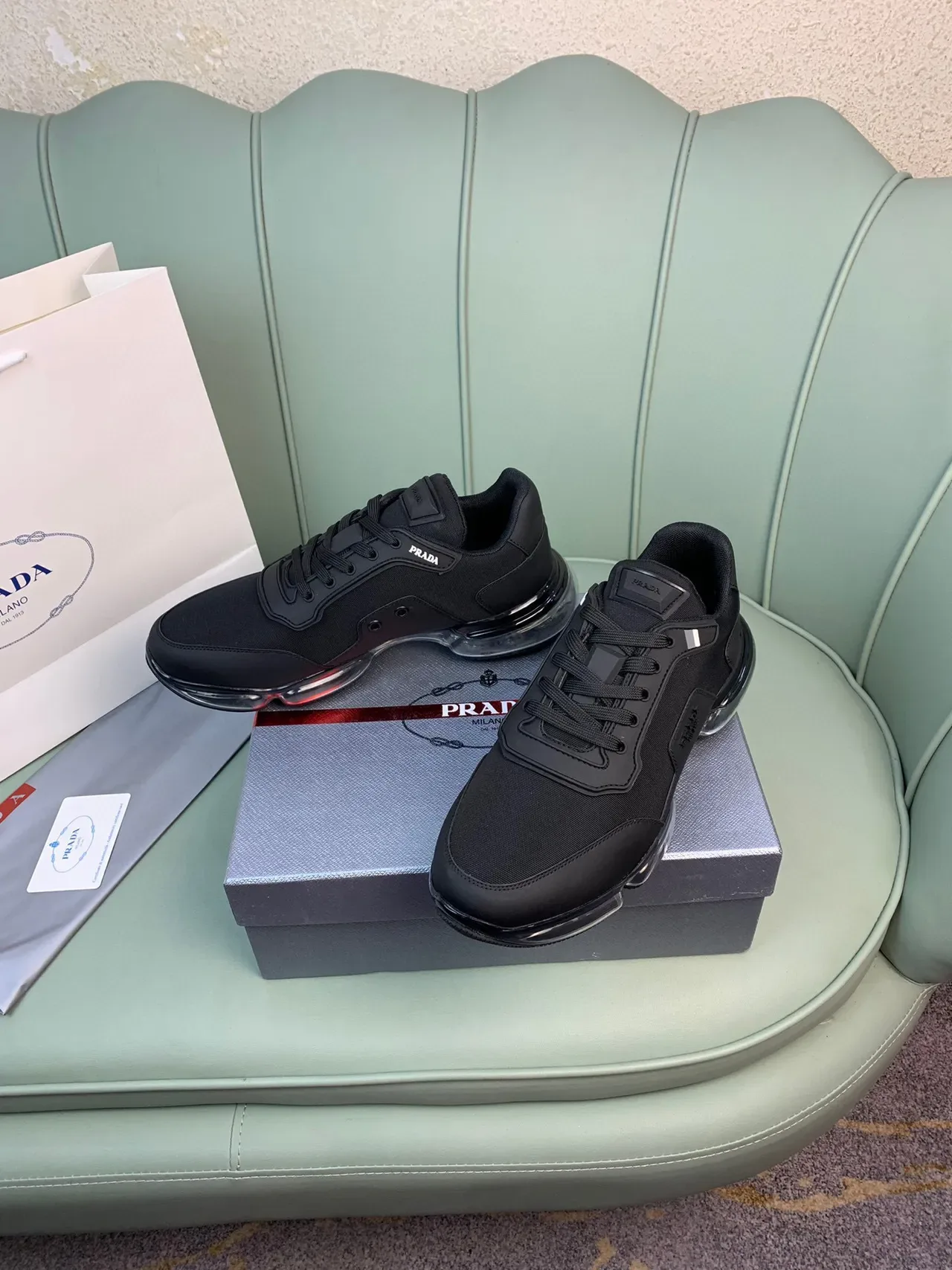 Prada Black Transparent Monochrome Air-Unit Sole Lifestyle Sneakers 7