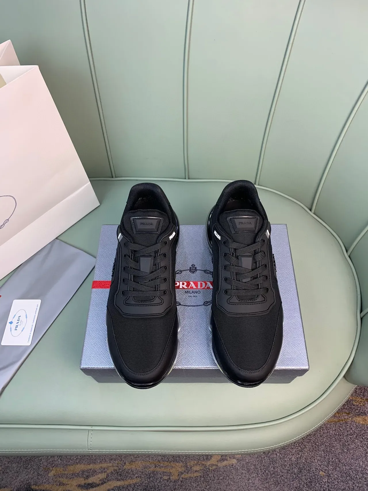 Prada Black Transparent Monochrome Air-Unit Sole Lifestyle Sneakers 8