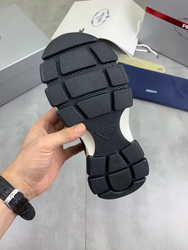 Prada Black White Chunky Sole Suede And Mesh Upper Lifestyle Sneakers 3