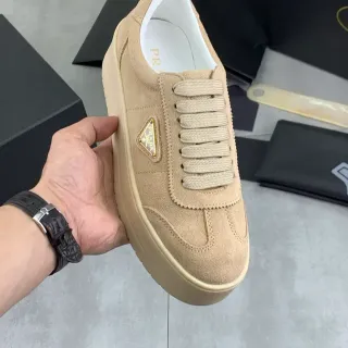 Prada Cloudbust Beige Suede Platform Lifestyle Sneaker
