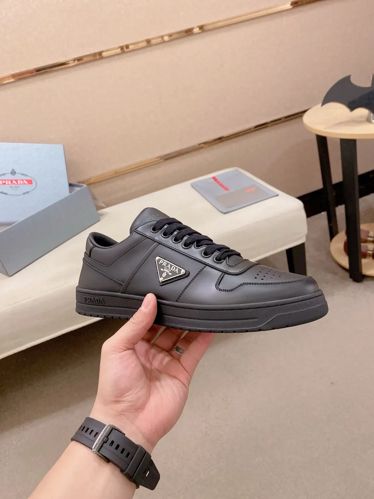 Prada Cloudbust Black Leather Lifestyle Sneakers 4