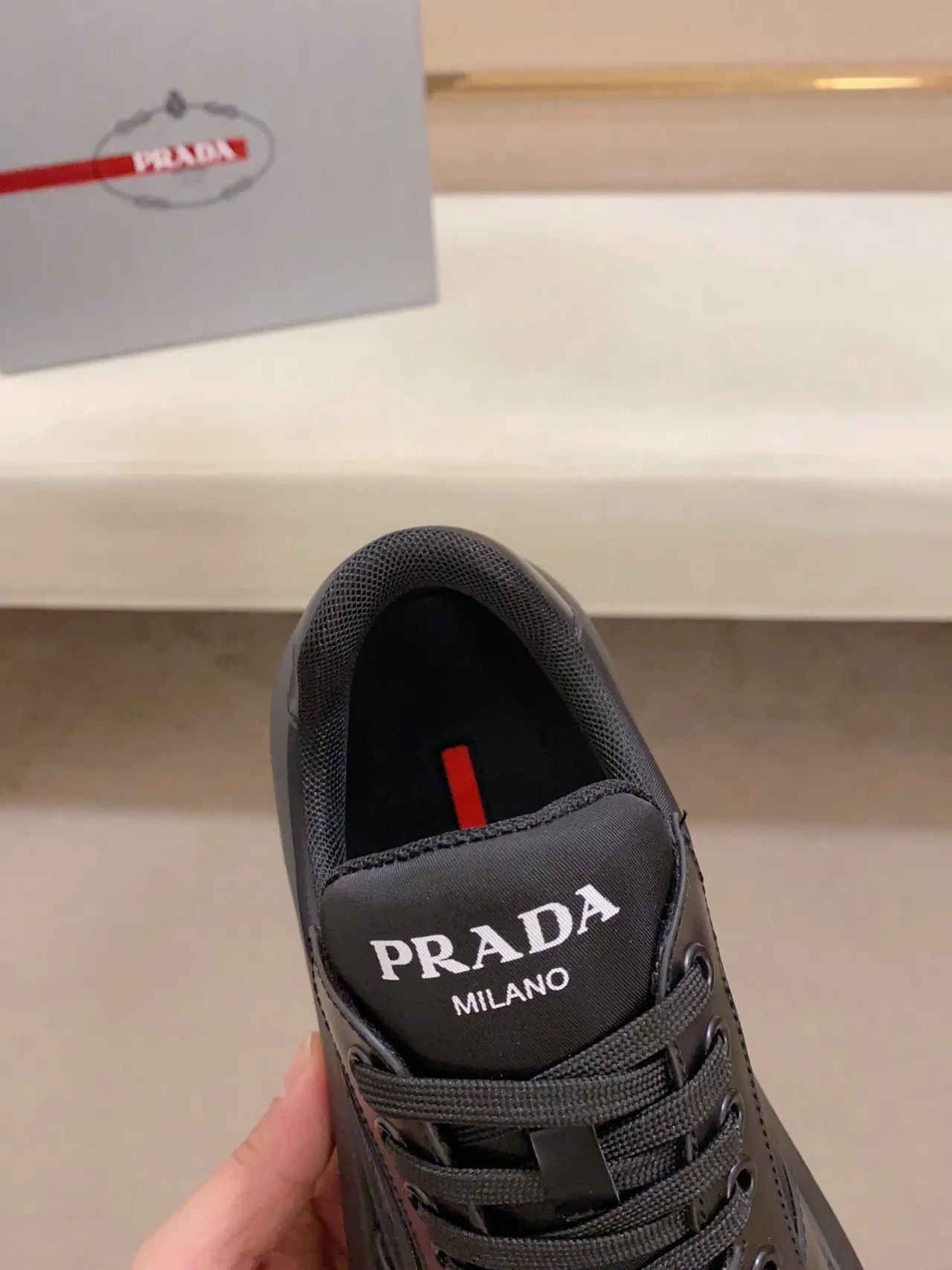Prada Cloudbust Black Paneled Leather Lifestyle Sneakers 6