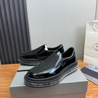 Prada Cloudbust Black Patent and Mesh Loafers