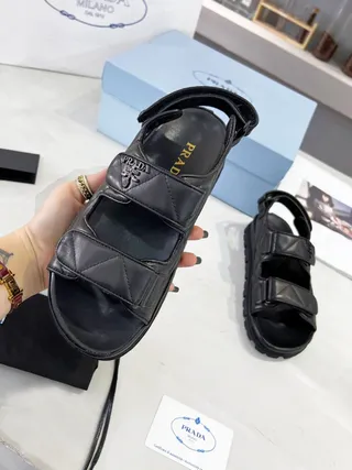 Prada Cloudbust صندل أسود حزامات مطوية قاعدة لوغ كثيفة كاجوال 2