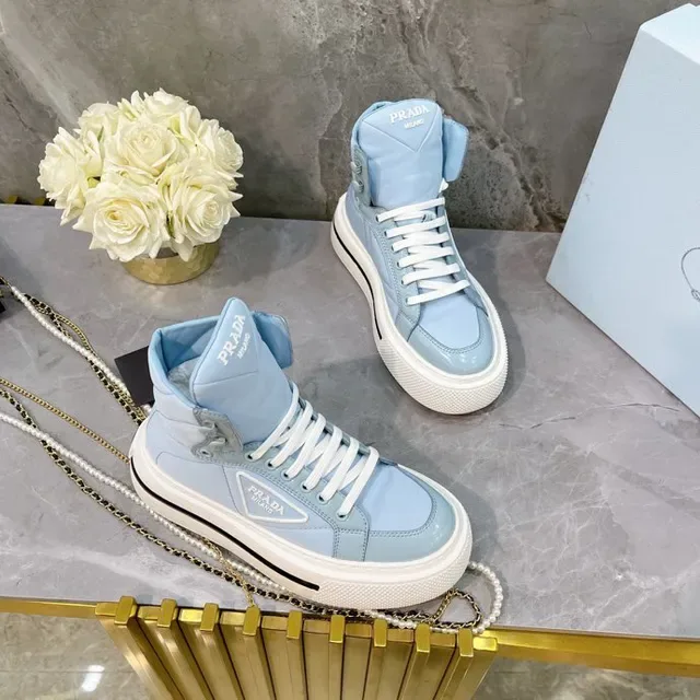 Prada Cloudbust Light Blue Quilted High-Top Lifestyle Sneaker 4