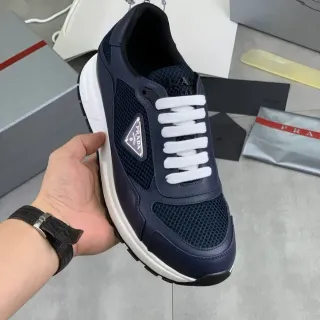Prada Cloudbust Navy Blue Mesh and Leather Lifestyle Sneakers