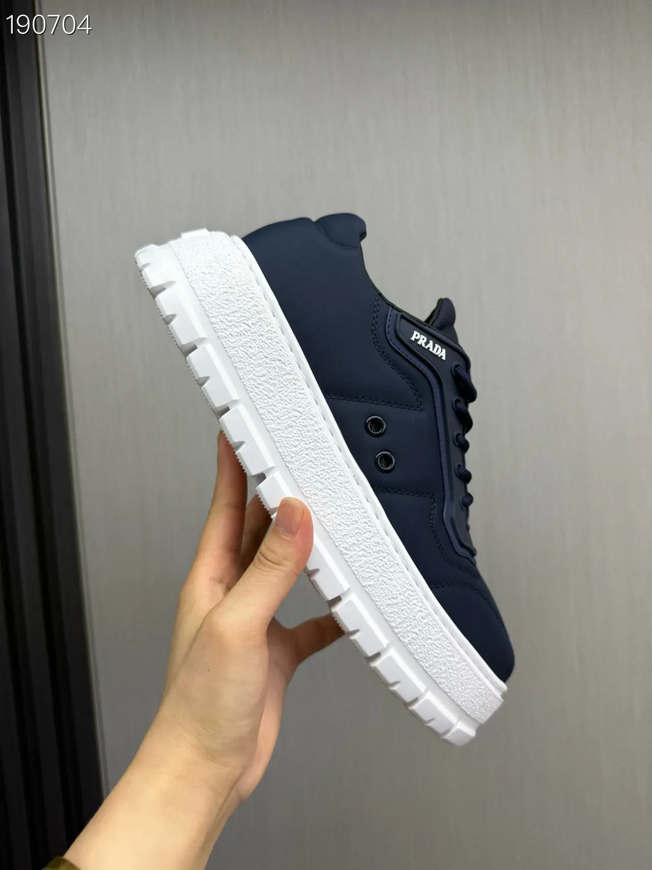 Prada Cloudbust Navy White Nylon Upper Chunky Platform Sole Lifestyle Sneakers 3