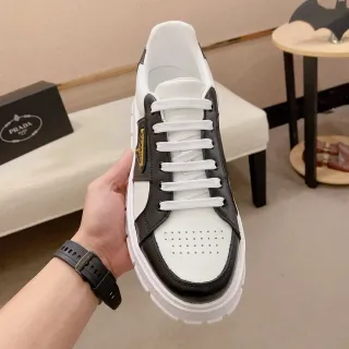 Prada Cloudbust Two-Tone Leather Chunky Sneakers