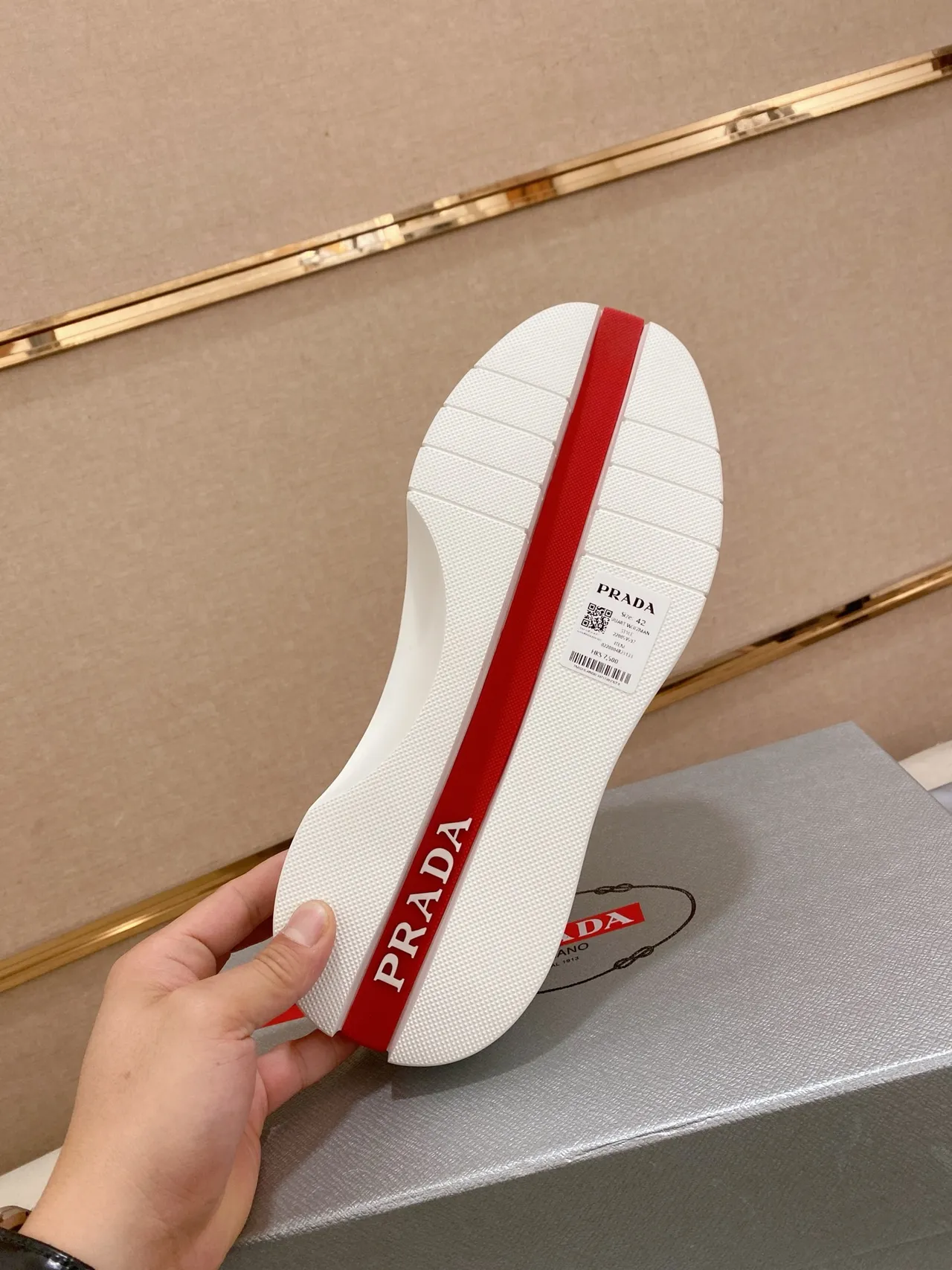 Prada Cloudbust White and Red Slip-On Lifestyle Sneakers 2