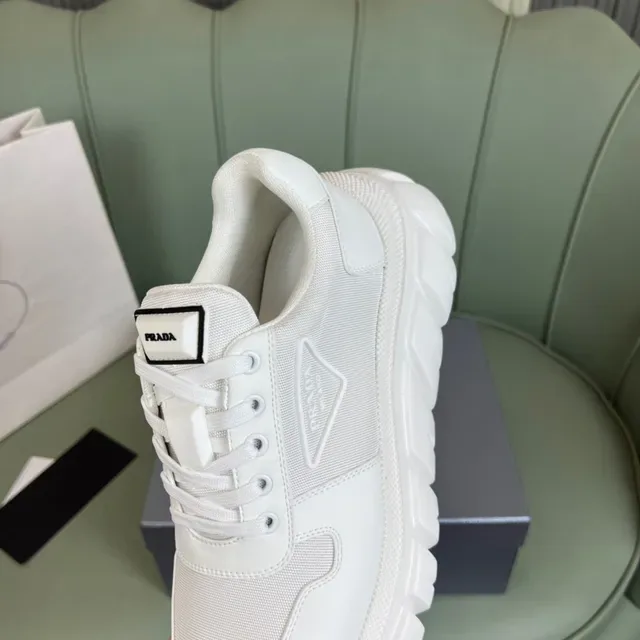 Prada Cloudbust White Gray Ridged Sole Mixed Mesh And Synthetic Upper Chunky Sneakers 3