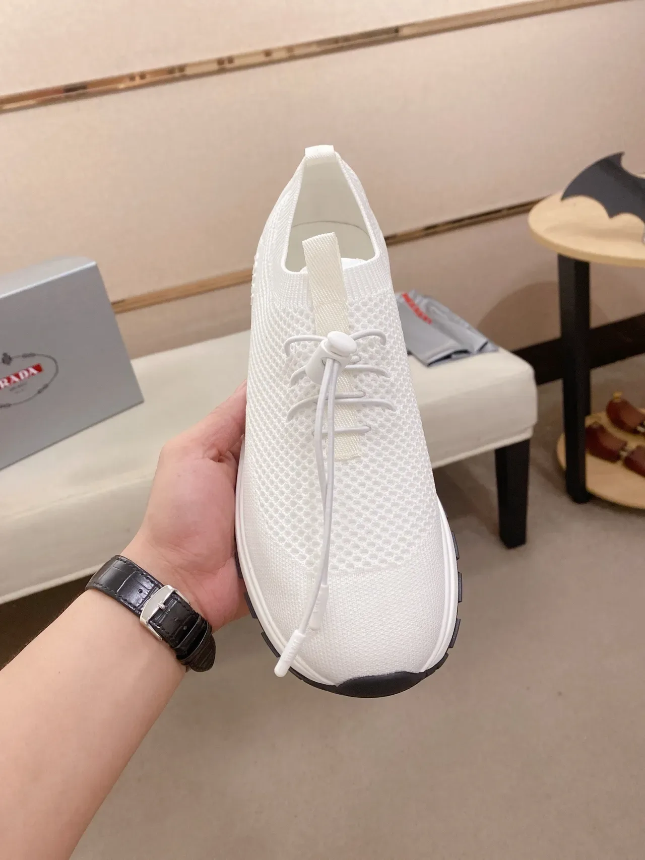 Prada Cloudbust White Knit Lifestyle Sneakers 2