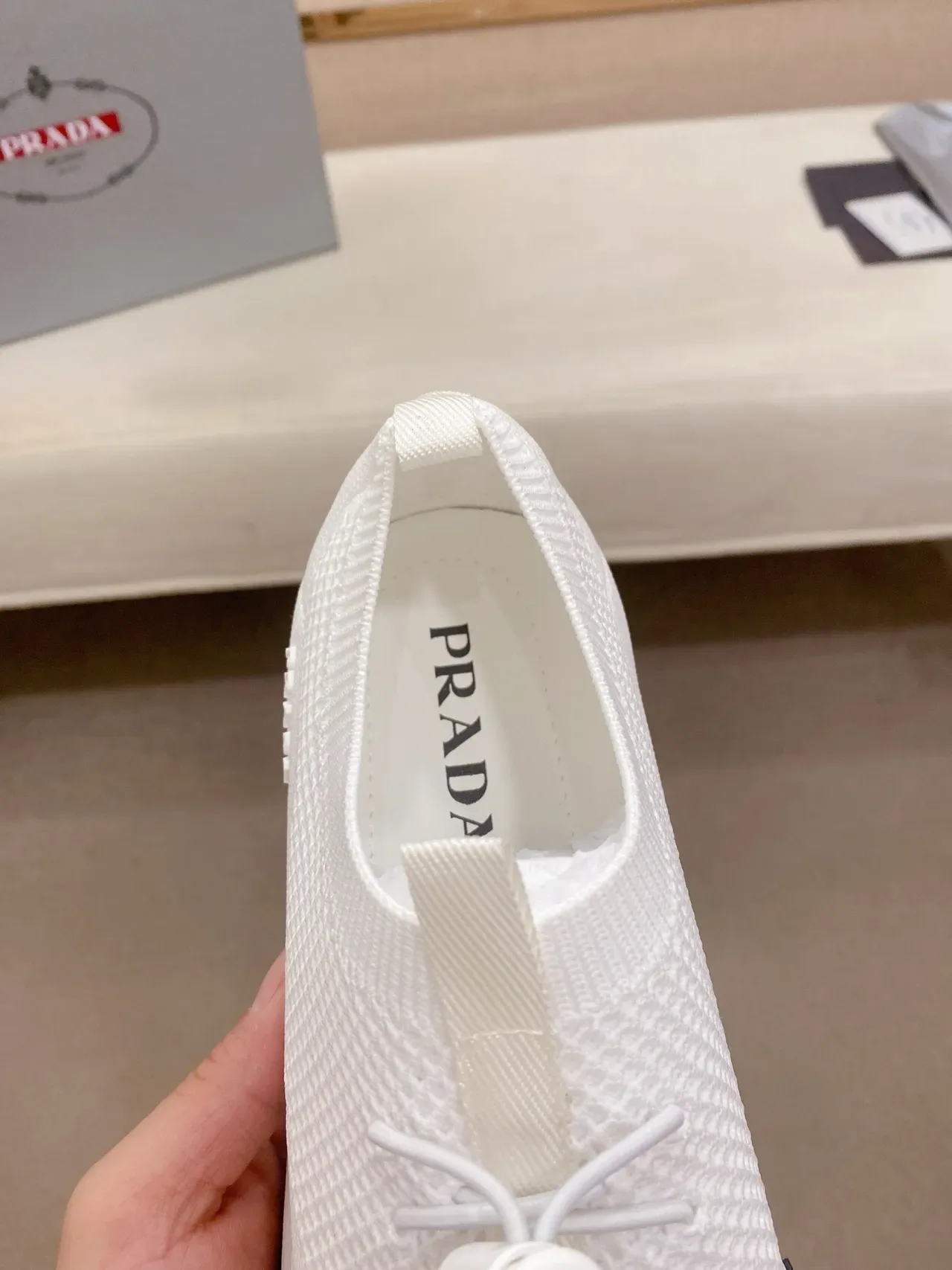 Prada Cloudbust White Knit Lifestyle Sneakers 6