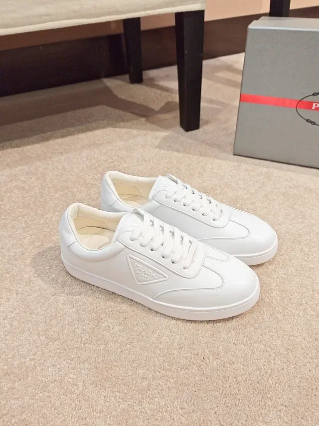 Prada Cloudbust White Minimalist Leather Lifestyle Sneakers 4
