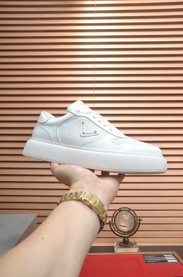 Prada Cloudbust White Perforated Leather Lifestyle Sneakers 2