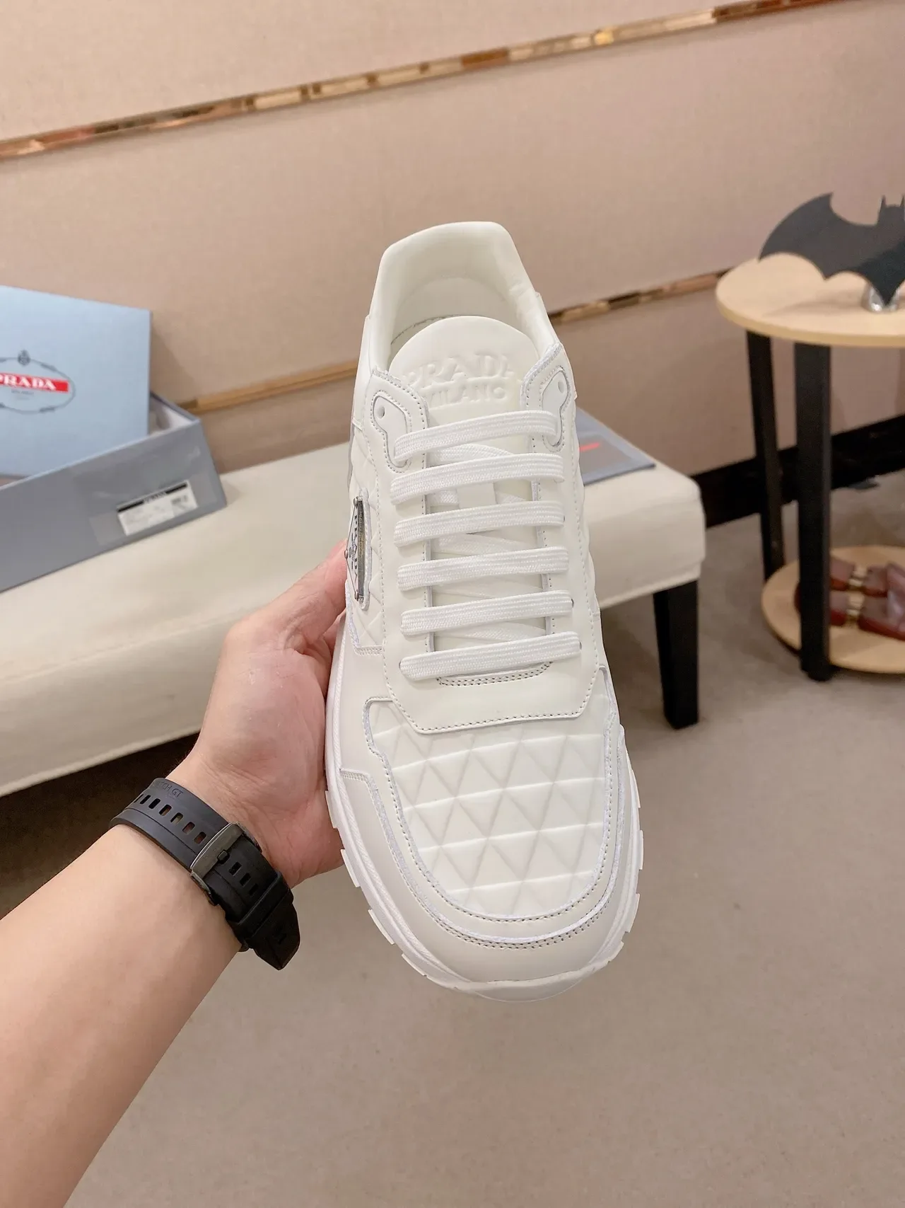 Prada Cloudbust 白色绗缝生活方式运动鞋 5