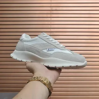 Prada Gray and White Suede Mesh Lifestyle Sneaker