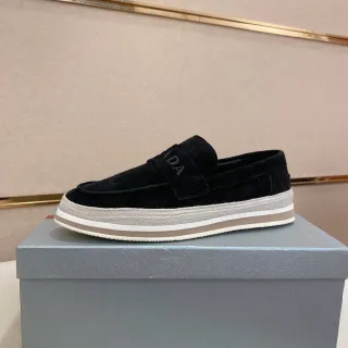 Prada Mocasin Negro Beige Ante Correa Elastica