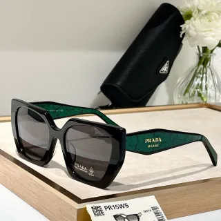 Prada PR15WS বড় স্কোয়ার কালো এবং সবুজ মার্বেল সানগ্লাসেস