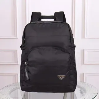 Prada Re-Edition Black Matte Nylon Construction Structured Rectangular Silhouette Casual Backpack
