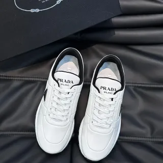 Prada White Leather Lifestyle Sneakers