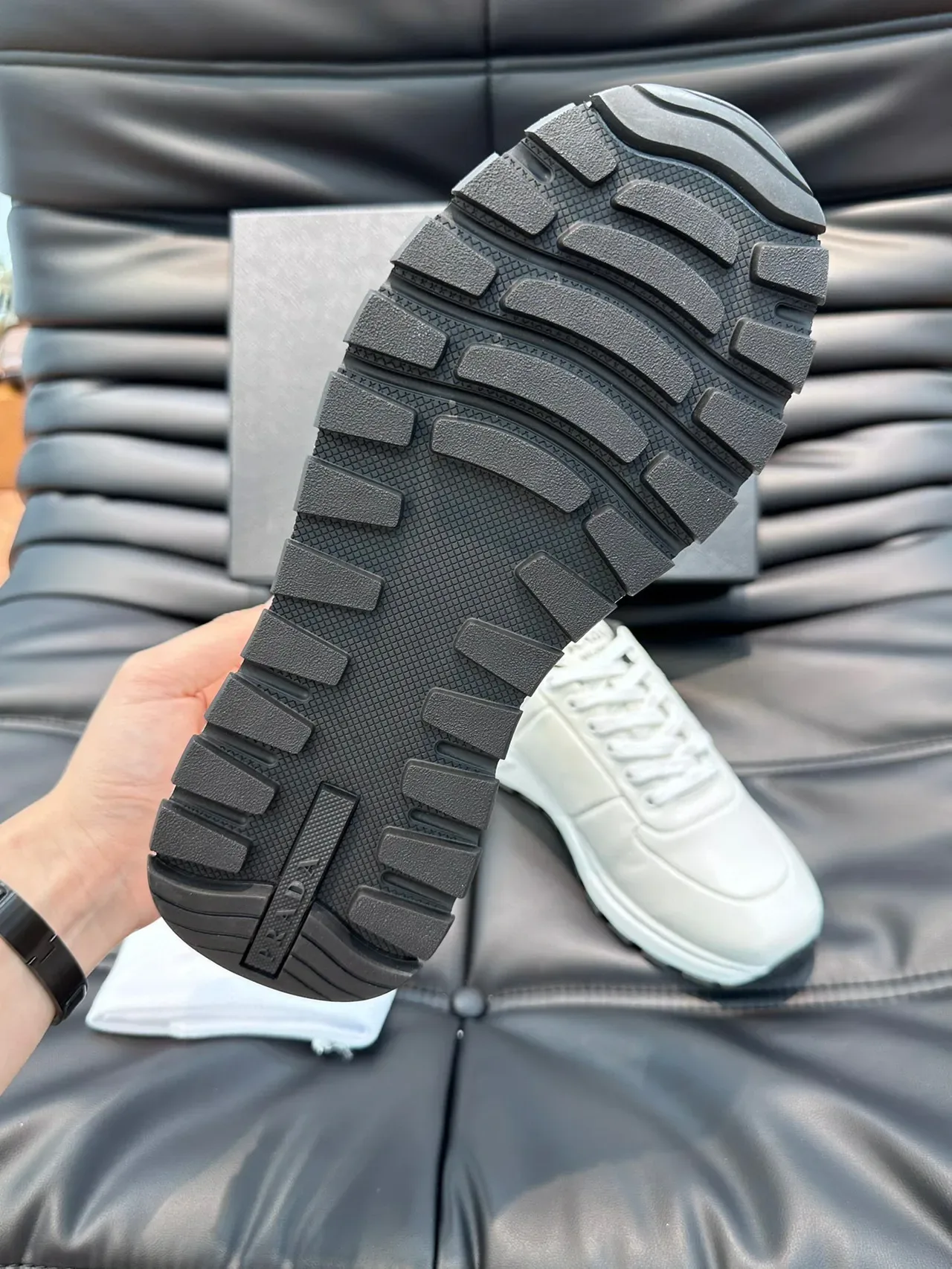 Prada White Leather Lifestyle Sneakers 2