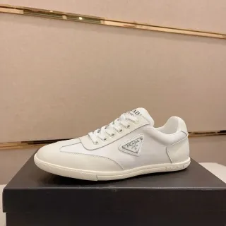 Prada White Low-Top Leather Upper Lifestyle Sneakers
