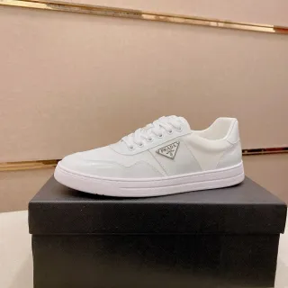 Prada White Low-Top Mixed-Material Upper Lifestyle Sneakers
