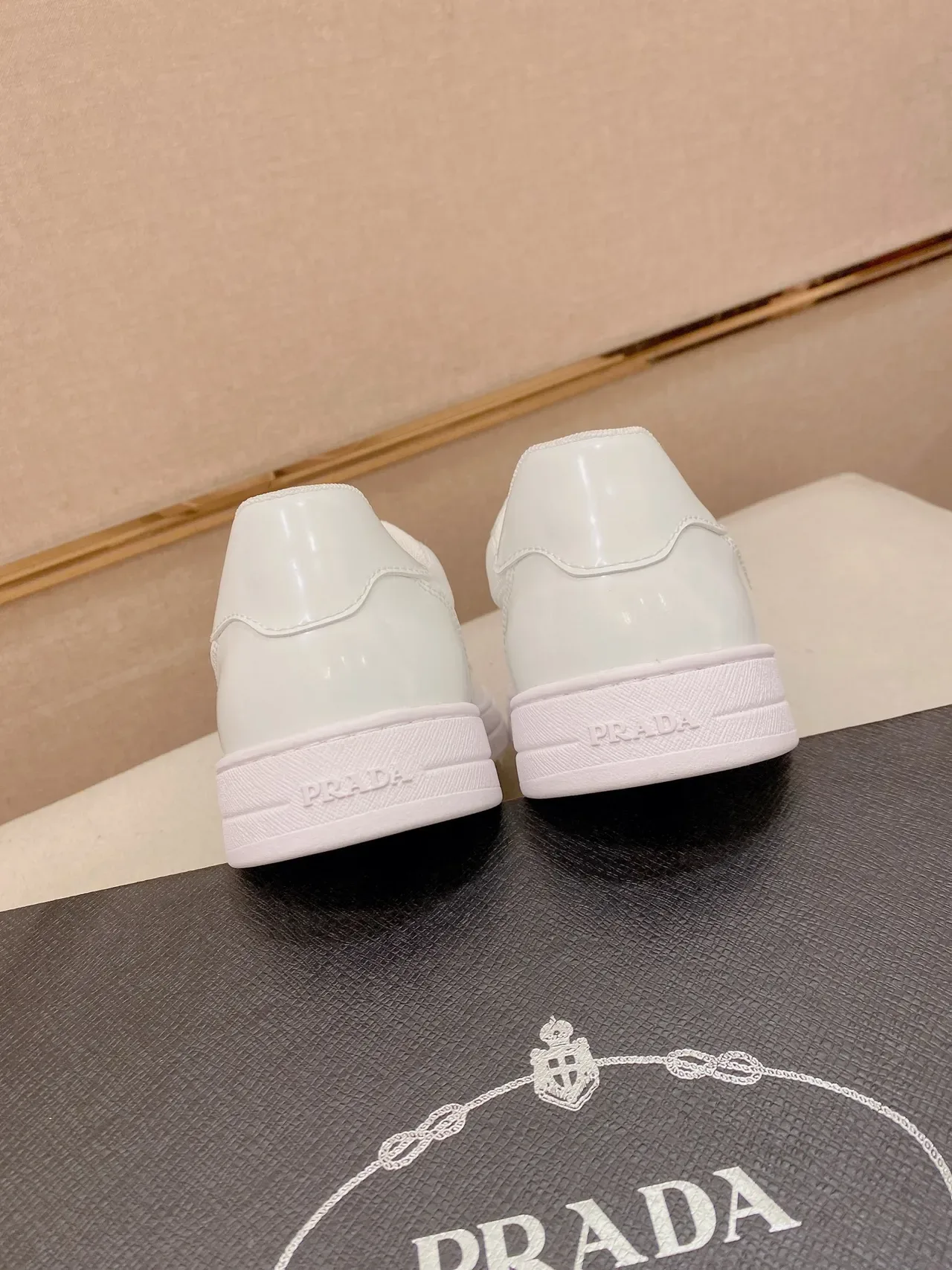 Prada White Low-Top Mixed-Material Upper Lifestyle Sneakers 3