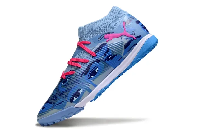 Puma Future Z নীল গোলাপি সক-ফিট নিট আপার আই মোটিফ ক্যামো প্রিন্ট টার্ফ সকার জুতা 3