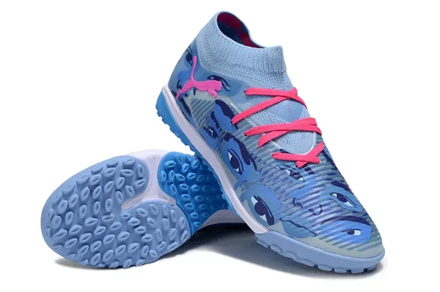 Puma Future Z নীল গোলাপি সক-ফিট নিট আপার আই মোটিফ ক্যামো প্রিন্ট টার্ফ সকার জুতা 4