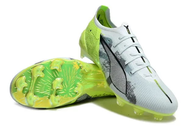 Puma Future Z Vert Blanc Bottine Basse Supérieure Accents Néon Lime Chaussures de Football pour Terrain Ferme 4