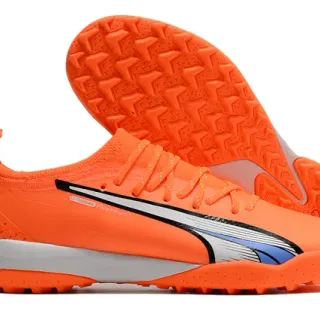Puma কমলা রূপালী Sock-Fit Knit Upper Low-Profile Studs Turf সকার জুতা