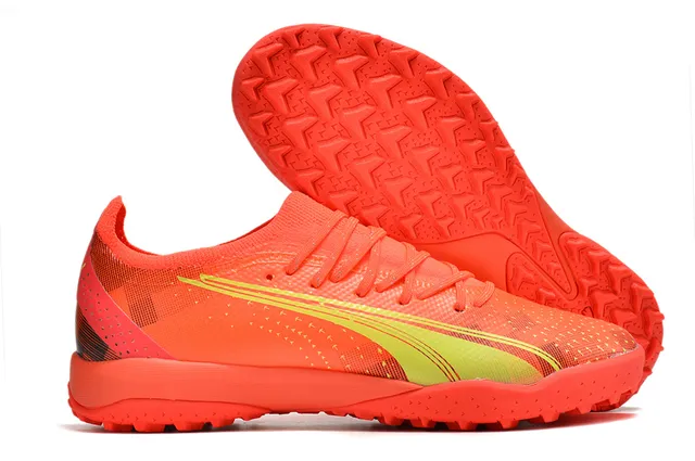 Puma কমলা রূপালী Sock-Fit Knit Upper Low-Profile Studs Turf সকার জুতা 4