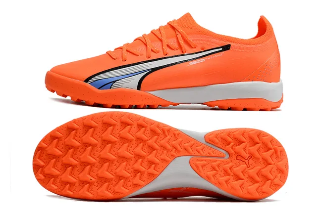 Puma কমলা রূপালী Sock-Fit Knit Upper Low-Profile Studs Turf সকার জুতা 10