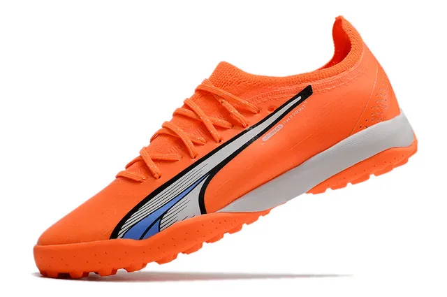 Puma কমলা রূপালী Sock-Fit Knit Upper Low-Profile Studs Turf সকার জুতা 12