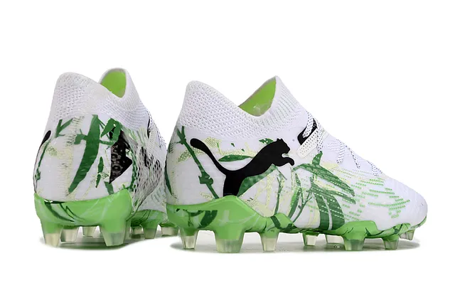 Puma Phantom GT Blanco Verde Tejido Cuello Alto Laçade Asimétrica Campo Firme Zapatos de Fútbol 4