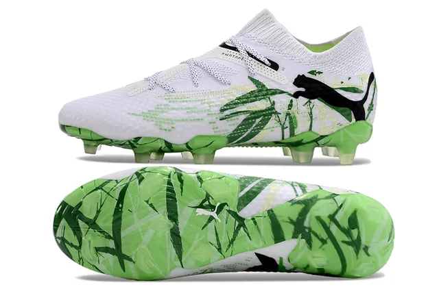 Puma Phantom GT Blanco Verde Tejido Cuello Alto Laçade Asimétrica Campo Firme Zapatos de Fútbol 5