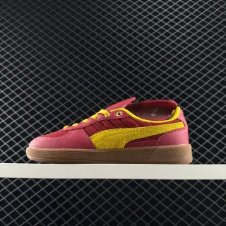 Puma Roma लाल पीला लो-टॉप सूड एंड लेदर पैनल्ड लाइफस्टाइल स्नीकर