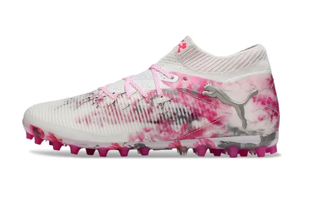 Puma 白色粉色低帮针织鞋面花卉墨水喷溅印花足球鞋 7
