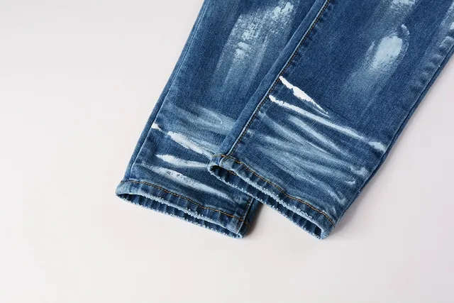 Purple Brand Jeans Desgastados com Salpicaduras de Tinta Slim Straight 3