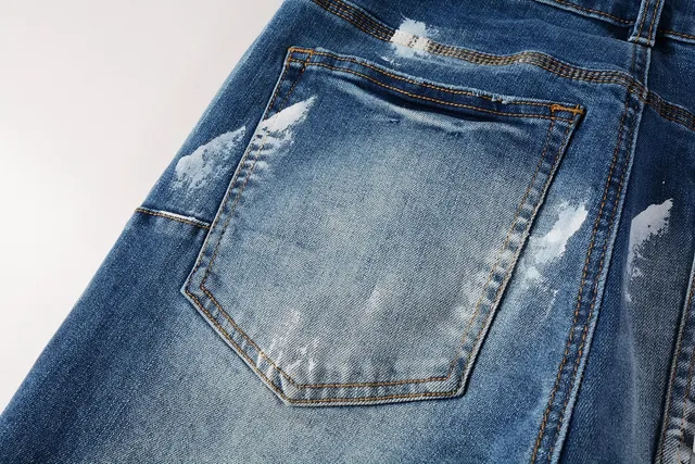 Purple Brand Jeans Desgastados com Salpicaduras de Tinta Slim Straight 5