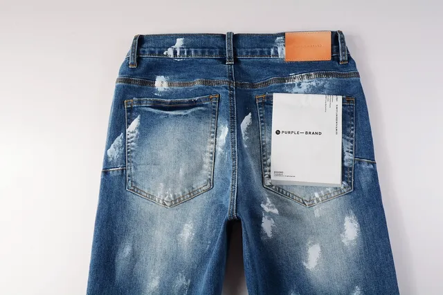 Purple Brand Jeans Desgastados com Salpicaduras de Tinta Slim Straight 6