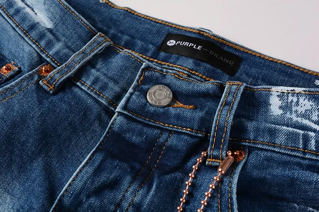Purple Brand Jeans Desgastados com Salpicaduras de Tinta Slim Straight 12