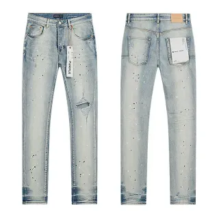Purple Brand Light-Wash Paint-Splatter Distressed Slim-Fit Jeans