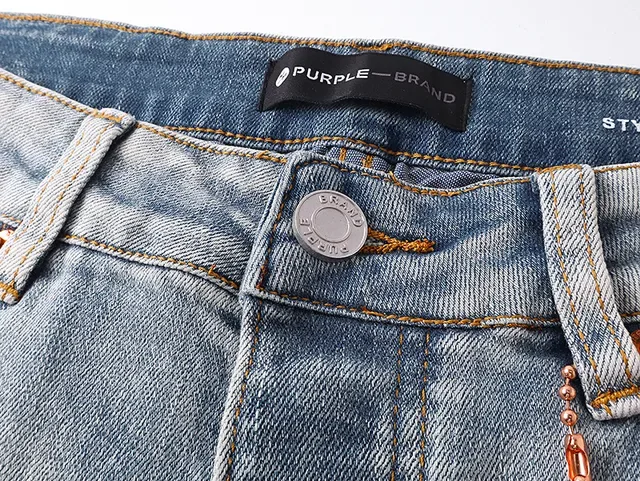 بناطيل جينز Purple Brand غسل خفيف رذاذ الطلاء الممزق ضيق 6