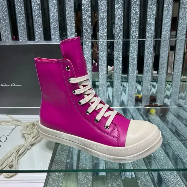 Rick Owens DRKSHDW Geobasket Magenta and Cream أحذية أسلوب حياة 3